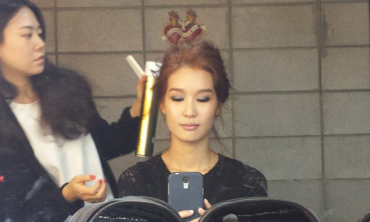 Charlotte Cho getting ready for her photoshoot with Beauty Water